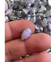1 cm 2 mm KRİSTAL LİLA RENK KASALI DİKME DAMLA TAŞ BONCUK (50 ADET)