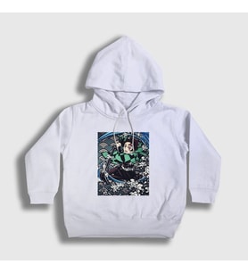 Presmono Unisex Çocuk Beyaz Sword Tanjiro Kamado Anime Demon Slayer Kimetsu No Yaiba Kapüşonlu Sweatshirt 307751tt (Beyaz)