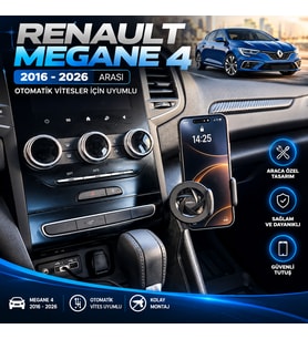 Renault Megane 4 Otomatik Vites Araç Içi Premium Telefon Tutucu - Araba Telefon Tutacağı