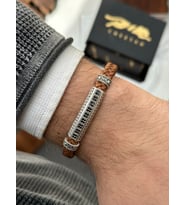 Cheetah Quality Zirkon Taş İşlemeli Hakiki Deri Erkek Bileklik