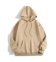 Erkek Düz Kapüşonlu Sweat - Bej