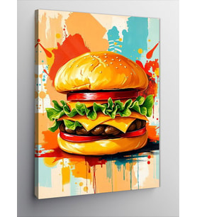 Kanvas Tablo Lezzetli Burger Patlaması