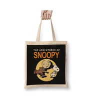 Tin Tin And Snoopy Beyaz Bez Çanta Uzun Saplı Alışveriş Çantası Plaj Çantası