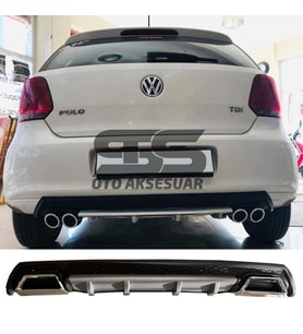 Volkswagen Polo MK5 Difüzör Arka Tampon Eki 2 Egzoz Çıkışlı Gri Lüx Tip