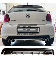 Volkswagen Polo MK5 Difüzör Arka Tampon Eki 2 Egzoz Çıkışlı Gri Lüx Tip