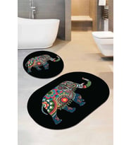 Siyah Filli Banyo Halısı Klozet Oval 2'li Paspas Seti BS081