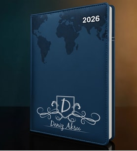BK Gift Kişiye Özel İsimli Termo Sert Kapak 2026 Lacivert Ajanda -10, Öğretmenler Günü Hediyesi, Yeni İş Hediyesi