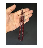 ÇUBUK KEHRİBAR TESBİH KOYU KAHVERENGİ RENK KAPSÜL KESİM 11MMX9MM T-624 (Çok Renkli)