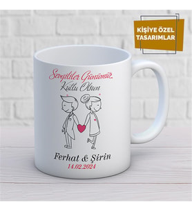 Kişiye Özel İsim Yazılabilir Sevgi Temalı Kupa Bardak