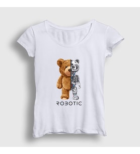 Presmono Kadın Beyaz Robot Ayı Teddy Bear T-Shirt 306079tt (Beyaz)