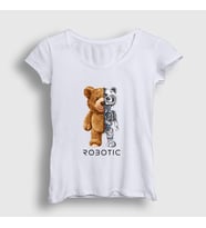 Presmono Kadın Beyaz Robot Ayı Teddy Bear T-Shirt 306079tt (Beyaz)