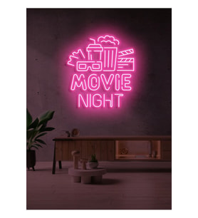 MOVIE NIGHT Yazılı ve Şekilli Neon Tabela