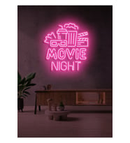 MOVIE NIGHT Yazılı ve Şekilli Neon Tabela