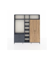 Arges Dolap 10 Raflı 3 Çekmeceli 2 Askılı 220x30x243 Antrasit-Çam/Antrasit