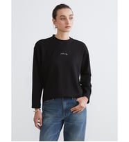 LCW Comfort Siyah Bisiklet Yaka Nakışlı Kadın Sweatshirt