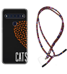 TCL 10L 10 Plus 10SE 20E 20SE 30 L7 Kılıf Boyun Asklı Rasta Silikon Cats 1792