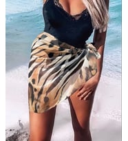 Zebra desenli şifon pareo (TOPRAK-KAHVE)