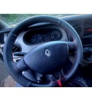 DİKİŞLİ DİREKSİYON KILIFI SİYAH DERİ NOKTALI DERİ KIRMIZI YÜZÜK / DİKİŞLİ RENAULT MASTER İÇİN
