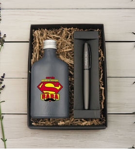 BK Gift Kişiye Özel İsimli Baba Temalı Antrasit Tasarım Cam Şişede Kolonya 200 ml ve Metal Roller Kalem ve Hediye Kutusu-4, Babaya Hediye, Babalar Günü Hediyeleri, Hediyelik Baskılı Kolonya