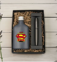 BK Gift Kişiye Özel İsimli Baba Temalı Antrasit Tasarım Cam Şişede Kolonya 200 ml ve Metal Roller Kalem ve Hediye Kutusu-4, Babaya Hediye, Babalar Günü Hediyeleri, Hediyelik Baskılı Kolonya
