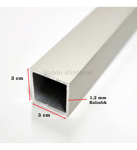 Alüminyum Kutu Profil Alüminyum Kare Profil 1,2 Mm Kalınlık ( 3 Cm X 3 Cm x 100 cm)