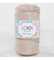Loren Soft Star Makrome İpi Gümüş Simli Bej RM101