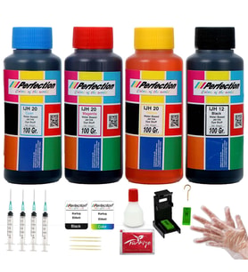 Perfection HP 650 Kartuş için HP Deskjet 3545/3515/4515/4645 Uyumlu Kartuş Dolum Seti Aparatlı 4x100 gr.