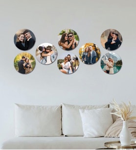 Kişiye Özel 8 Fotoğraflı Yuvarlak Mdf Tablo