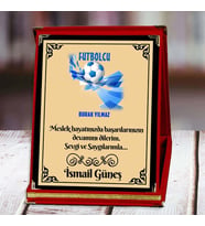 Futbolcu Baskılı Plaket (2. Tasarım)  Kişiye Özel (Kırmızı)