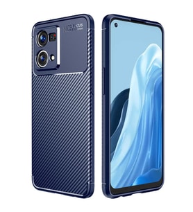 Oppo Reno 7 4G Kılıf Zore Negro Karbon Tasarım Silikon Kılıf (Lacivert)