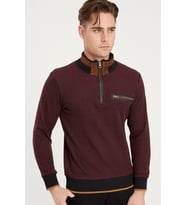 1039 DEWBERRY ERKEK SWEATSHIRT-SİYAH-BORDO