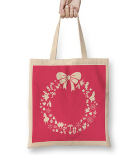 Alice In Wonderland Christmas Wreath Pattern Bez Çanta Uzun Saplı