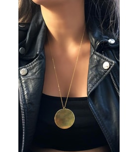 Gold Altın Kaplama Yuvarlak Plaka Kolye