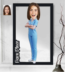 Kişiye Özel 3D  Ahşap Tablo Doktor Kadın 30x40 -7