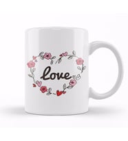 Adorable & Cute Love Flowery Flowers Love Heart Kupa Bardak Porselen
