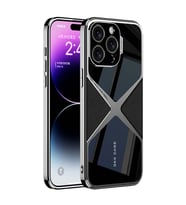 Lexroo iPhone 14 Pro Kılıf Ultra İnce Kamera Korumalı PC + Deri Arka Yüzey X-Pro Kılıf - Siyah