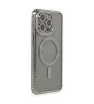 İphone 15 Pro Kılıf Joke Simli Magneticsafe Kılıf - Gri