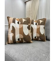 NIVEMESHOME GEOMETRİK BEJ-KAHVE DESENLİ 45X45 KIRLENT KILIFI