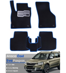 SKODA YETİ (2009-2017) Uyumlu EVA Paspas Tam Set–Oto Paspas,Araca Özel,Kolay Montaj