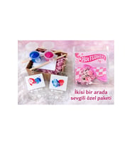 Sevgililer Günü Hediye Hot Flowers + Parmak İzi Anahtarlık Özel Set 2 Li