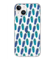 PrintiFy Apple  iPhone 14 ile Uyumlu 1mm Slim Fit Nazar Boncuğu 4 Baskılı Şeffaf  Kılıf