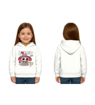 Unisex Baskılı Çocuk Swaetshirt Labubu Baskılı Kapüşonlu 3 İplik Şardonlu (Beyaz)