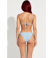 Kadın Bikini Takımı Üçgen Kap Balensiz Aplike Detay İnce Askılı Bağlamalı Normal Bel Slip Örme