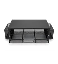 Temel Siyah Metal Mesh Monitör Yükseltici Stand Çekmeceli Kalemlikli Masaüstü Organizer 9210