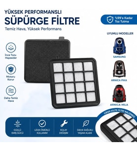 Lexroo Samsung Arnica Pika Mila Uyumlu Motor Filtre ve Sünger(15x14cm)