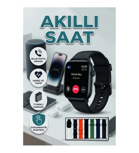 7 Kordonlu Akıllı Saat Bluetooth Aramalı Dokunmatik Ekran Nabız ve SpO₂ Takipli