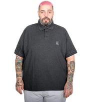 Mode XL Battal Beden Erkek Tshirt Polo Yaka Nakışlı Klasik Pike 20553 Antrasit