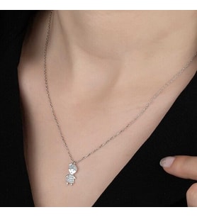 Taşlı Çocuk 925 Ayar Gümüş Kolye