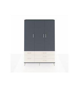 Arges Dolap 5 Raflı 5 Çekmeceli Tek Askılı 132x30x195 Antrasit-Antrasit/Aytaşı