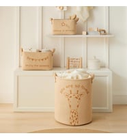 Ocean Home Textile 3'lü Çocuk Odası Sevimli Zürafa Jüt Keten Kumaş Sepet Set 1 Adet 24 x 17 x 14 / 1 Adet 30 x 21 x 18 / 1 Adet 33 x 40 cm